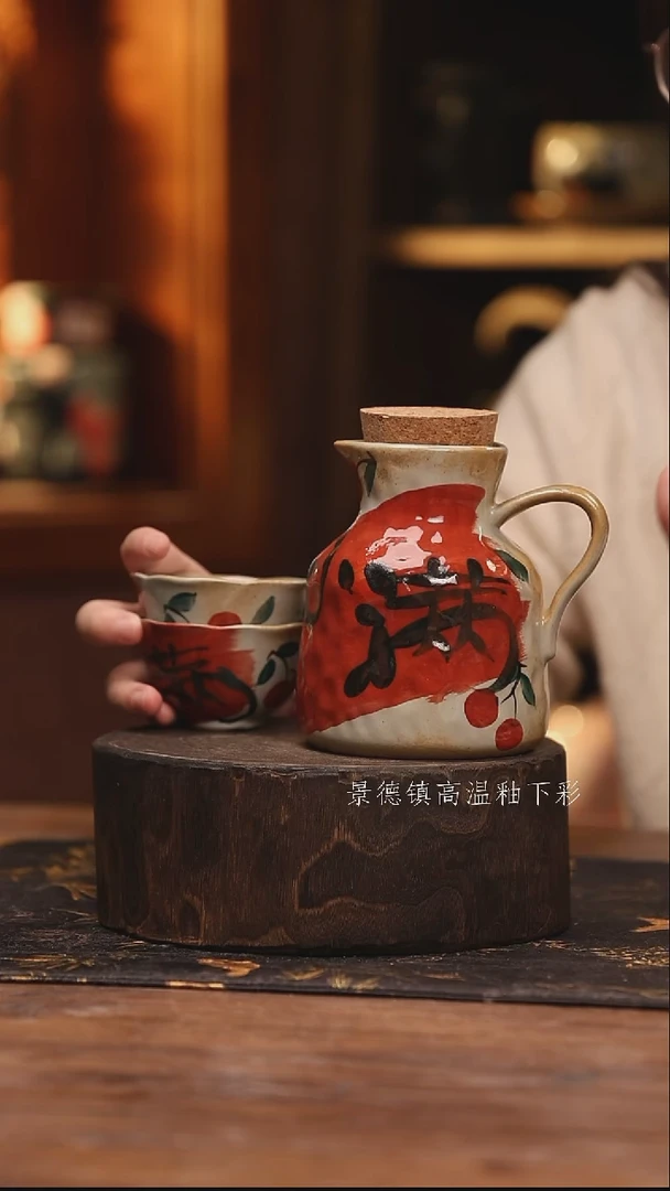 陶瓷景德镇高温釉下手绘陶瓷@L743@