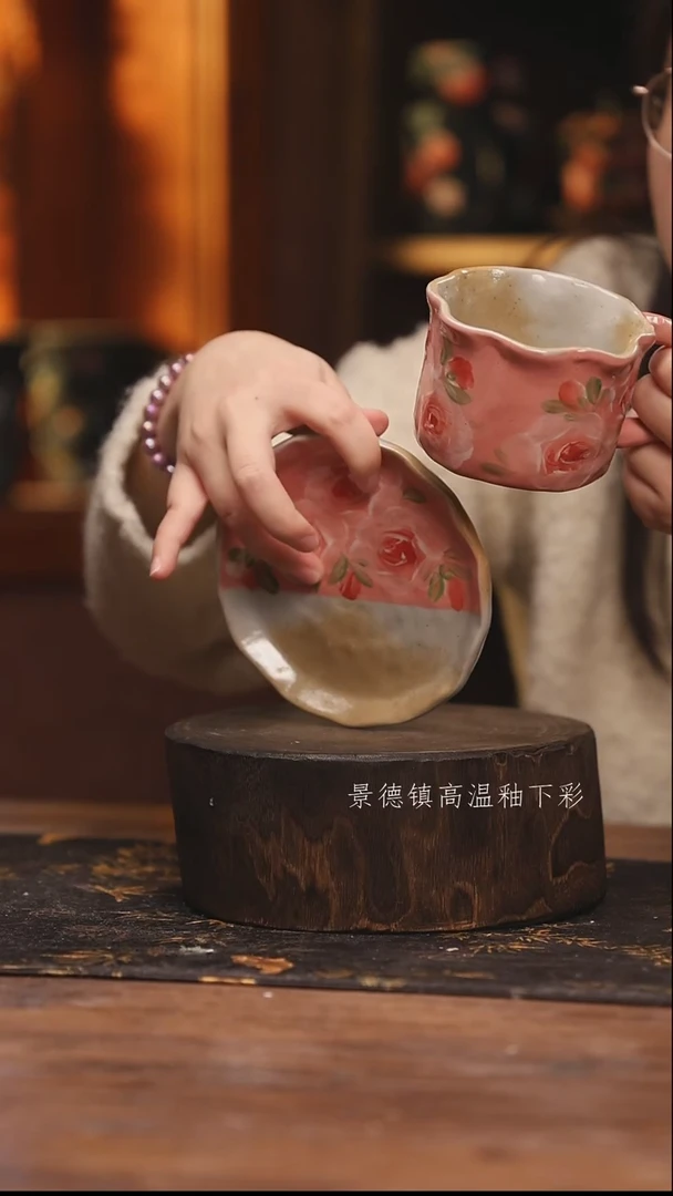 陶瓷景德镇高温釉下手绘陶瓷@L005@