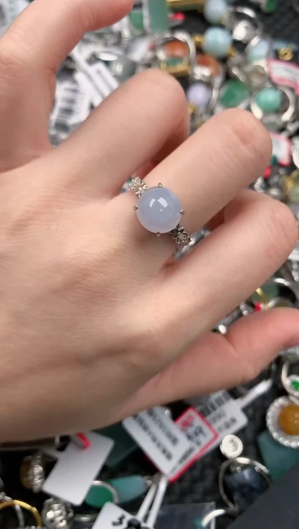 银S925镶嵌戒指翡翠444---7