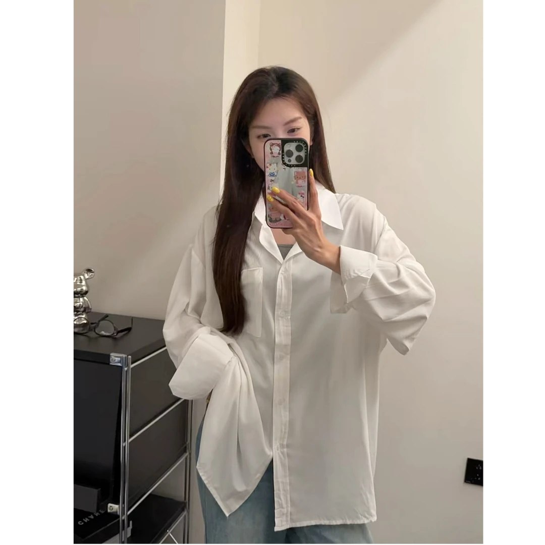 泡泡 Studio 【穿搭救星】2025春季新款宽松白衬衫 小众设计感百搭