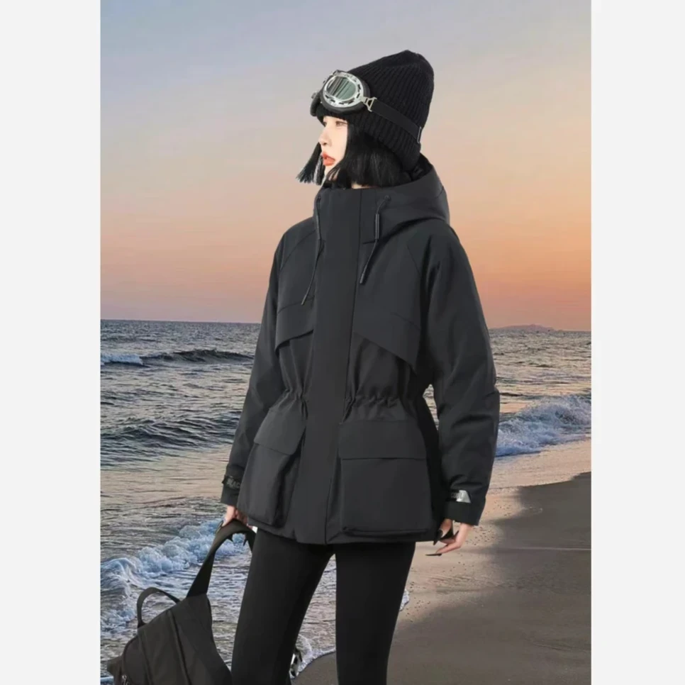 专属【明星同款】黑金鹅绒服风壳4.0时尚百搭中长女款羽绒服6411