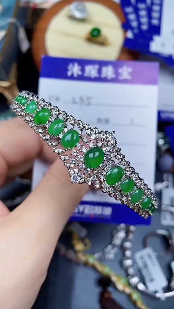 翡翠戒指银S925镶嵌2450