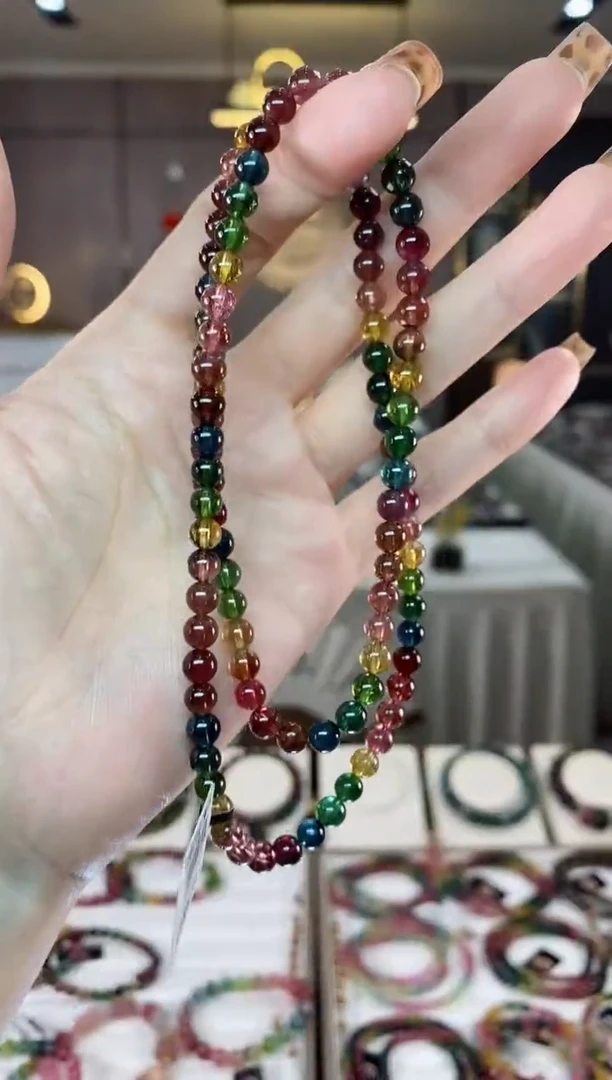 【闪购商品】碧玺三圈手串5mm+未镶嵌一物一证dan