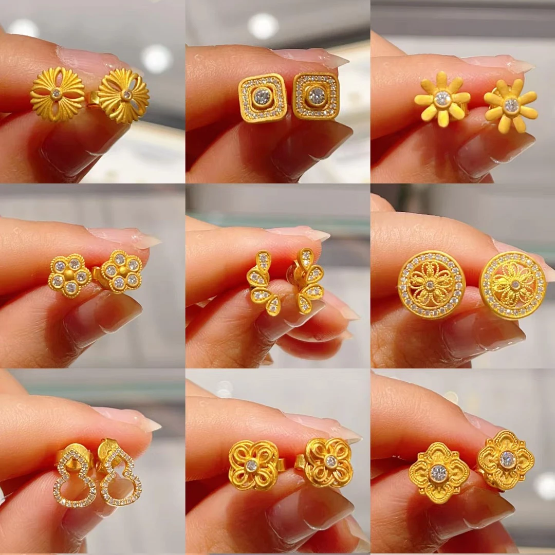 定制款足金999耳钉耳饰