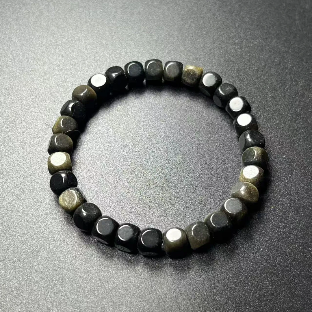 C252天然金曜六方手串 精工小方糖时尚百搭叠戴单圈