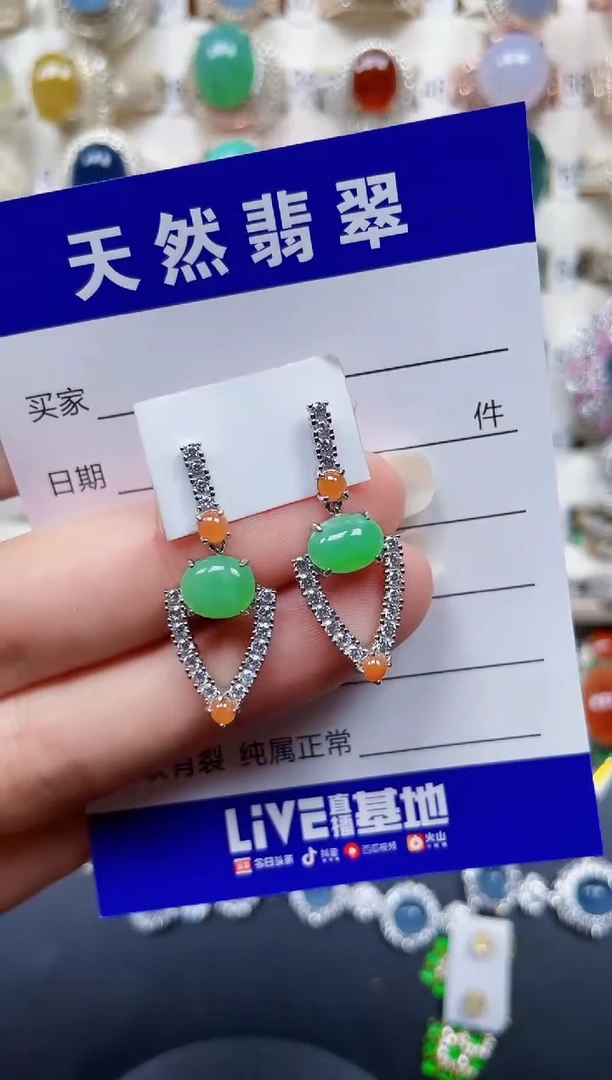 银S925镶嵌翡翠耳饰119