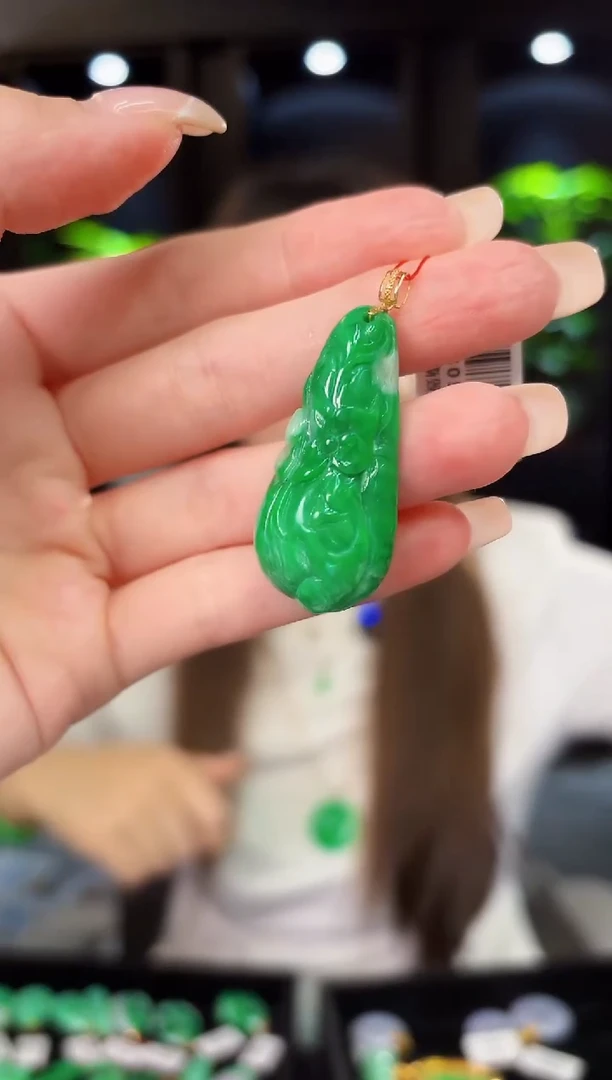 翡翠18K金镶嵌颈饰 缅料A货/支持复检/一件