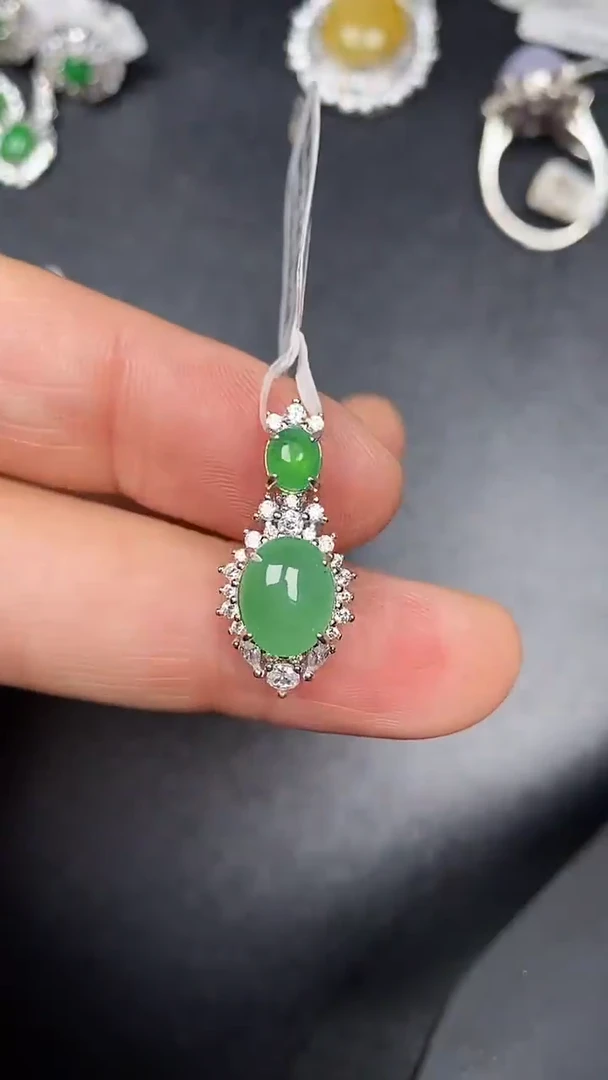 银S925镶嵌戒指翡翠3750