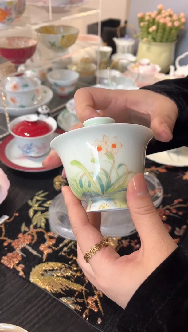 【闪购商品】明知山志-艾绿-水仙气韵-青时盖碗