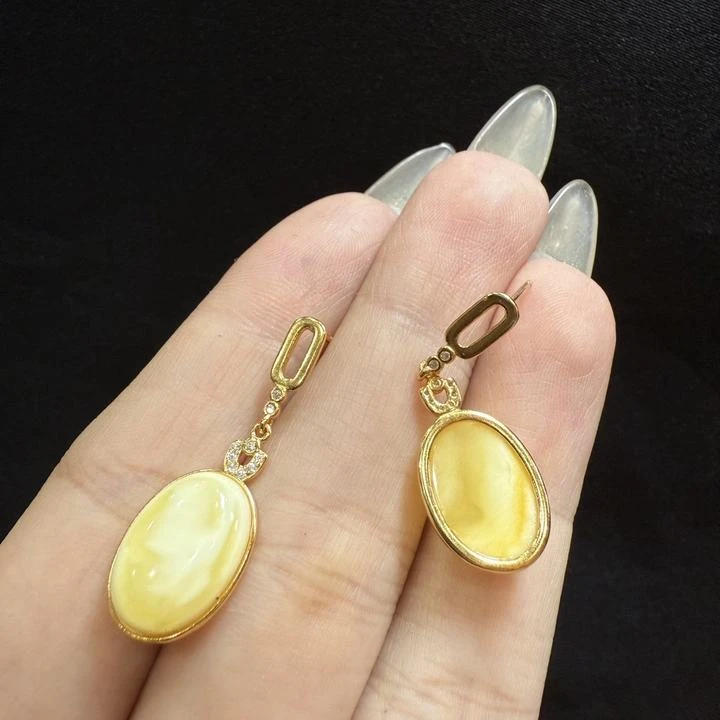 蜜蜡耳钉 蜜蜡耳钉