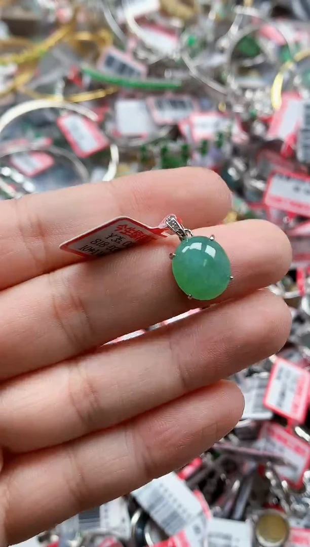 银S925镶嵌戒指翡翠天然A货缅甸翡翠