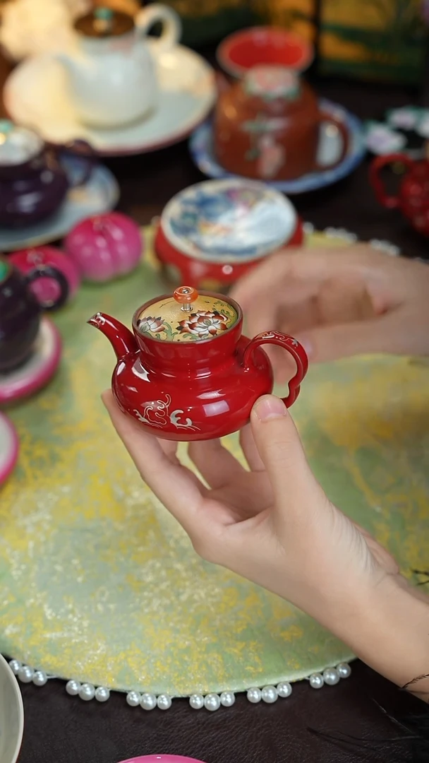 三秋月景德镇手工手绘紫砂壶