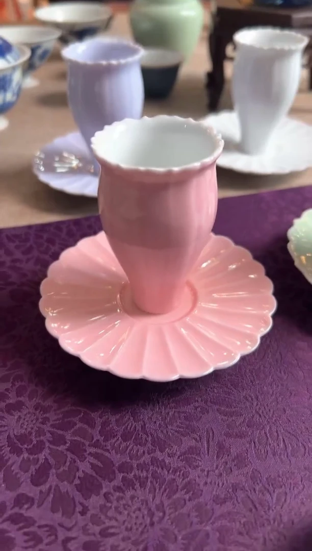 桃天菊莲瓣杯碟