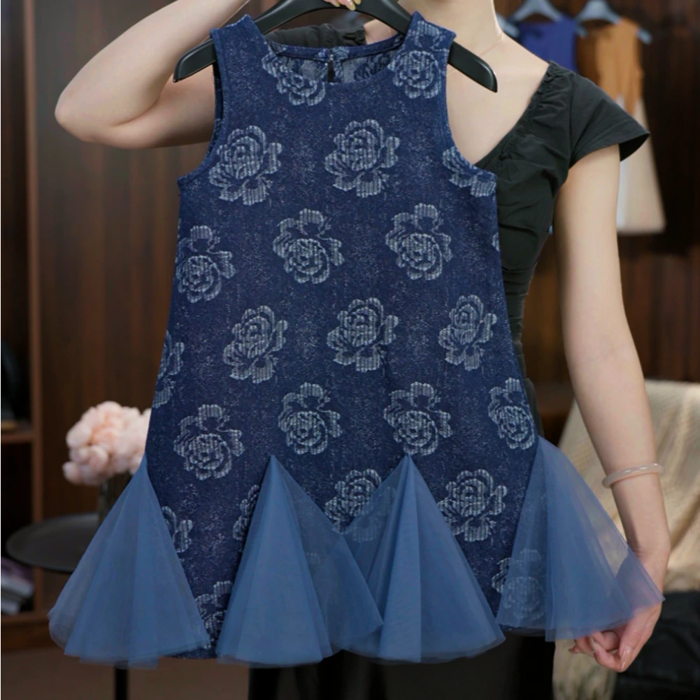 2025女童儿童小众印花夏季宽松气质古风无袖连衣裙时尚中国风复古