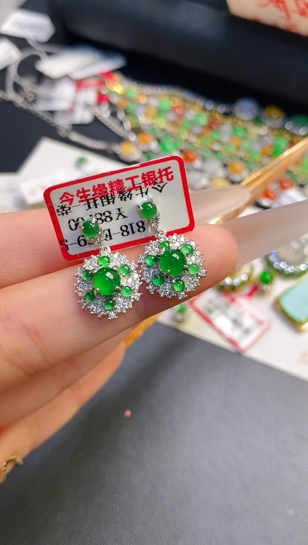 银S925镶嵌戒指翡翠天然