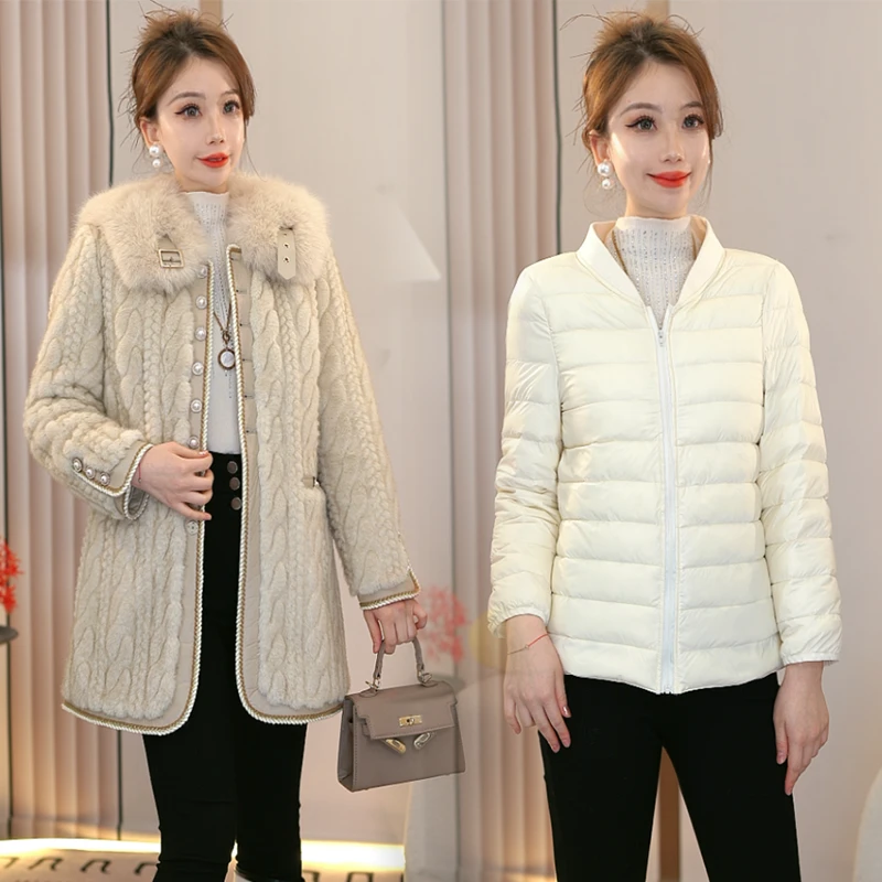 B-羽绒内胆可拆卸毛毛外套女2024冬季新款中长款大衣YX24A1114-2#