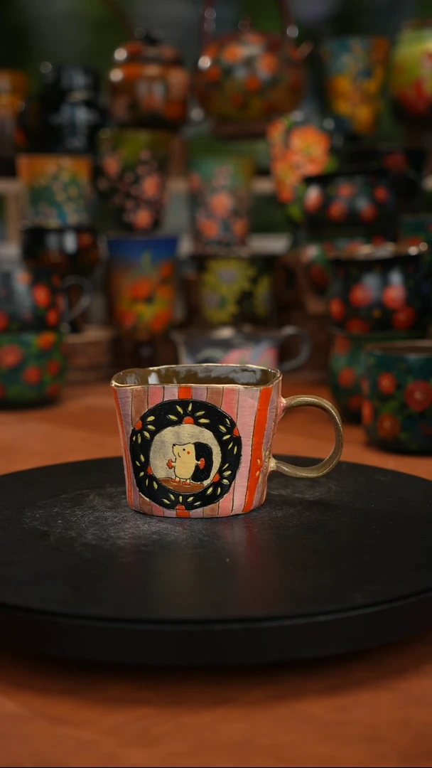 紫砂油画釉下彩手绘