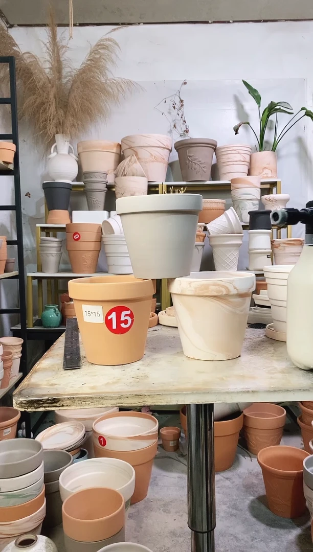 15*14陶盆3色  3盆无托