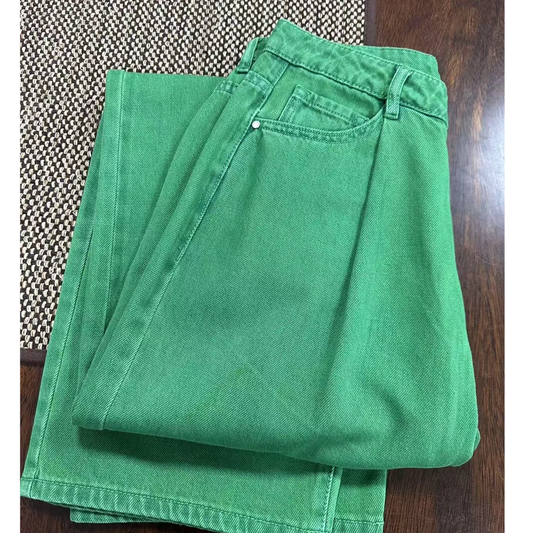 女神必备百搭潮流款高腰阔腿牛仔裤h2824