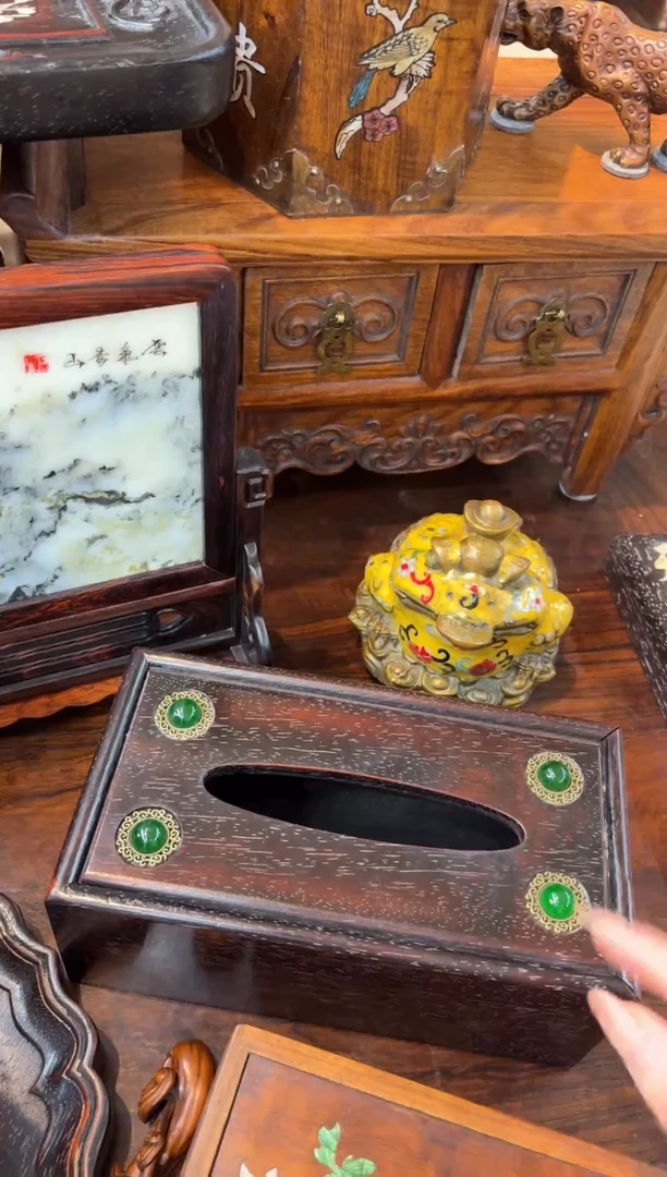 木紫檀素面抽纸盒