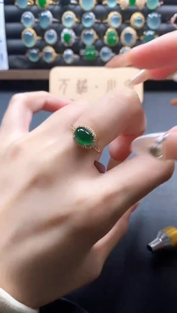 银S925镶嵌戒指翡翠15151