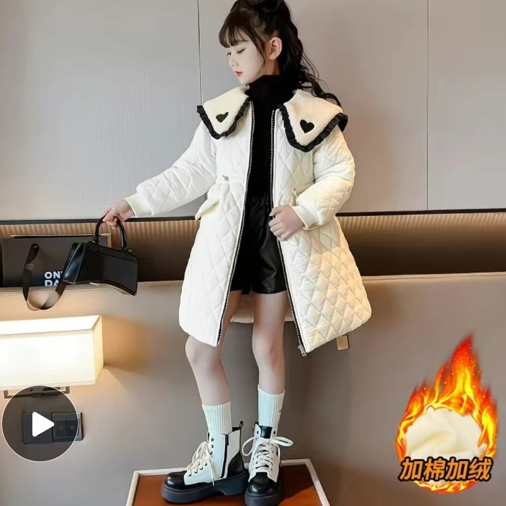 D103女童秋冬中长款风衣外套