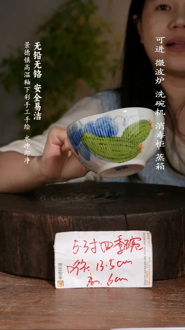 碗陶瓷景德镇高温瓷釉下彩手绘陶瓷