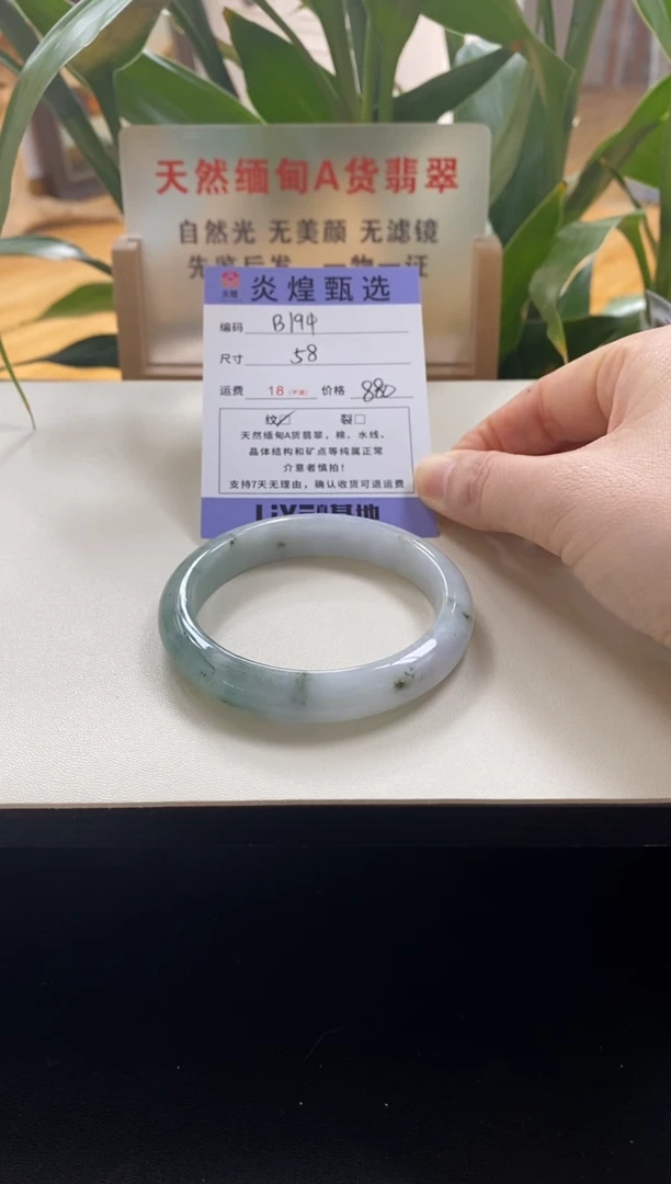 未镶嵌手镯翡翠圈口58.4编码b194