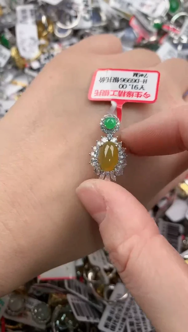 银S925镶嵌戒指翡翠222     2
