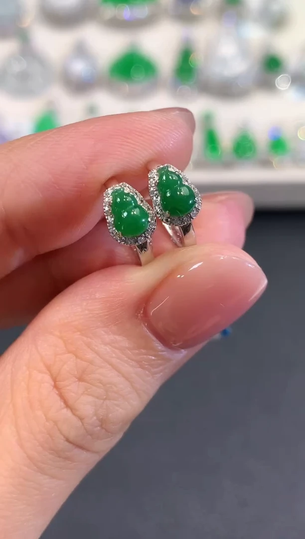 18K金镶嵌翡翠耳饰a11多样性一件发货