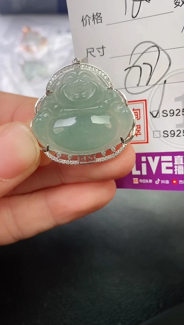 颈饰银S925镶嵌翡翠何****s挂件