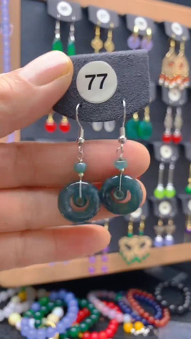 【闪购商品】翡翠耳饰银S925镶嵌耳饰