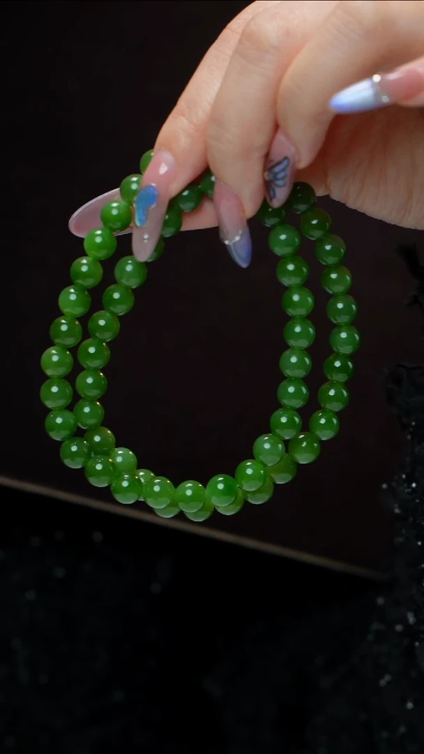 项链未镶嵌和田玉（碧玉）碧玉项链7-8mm 多样性发其一