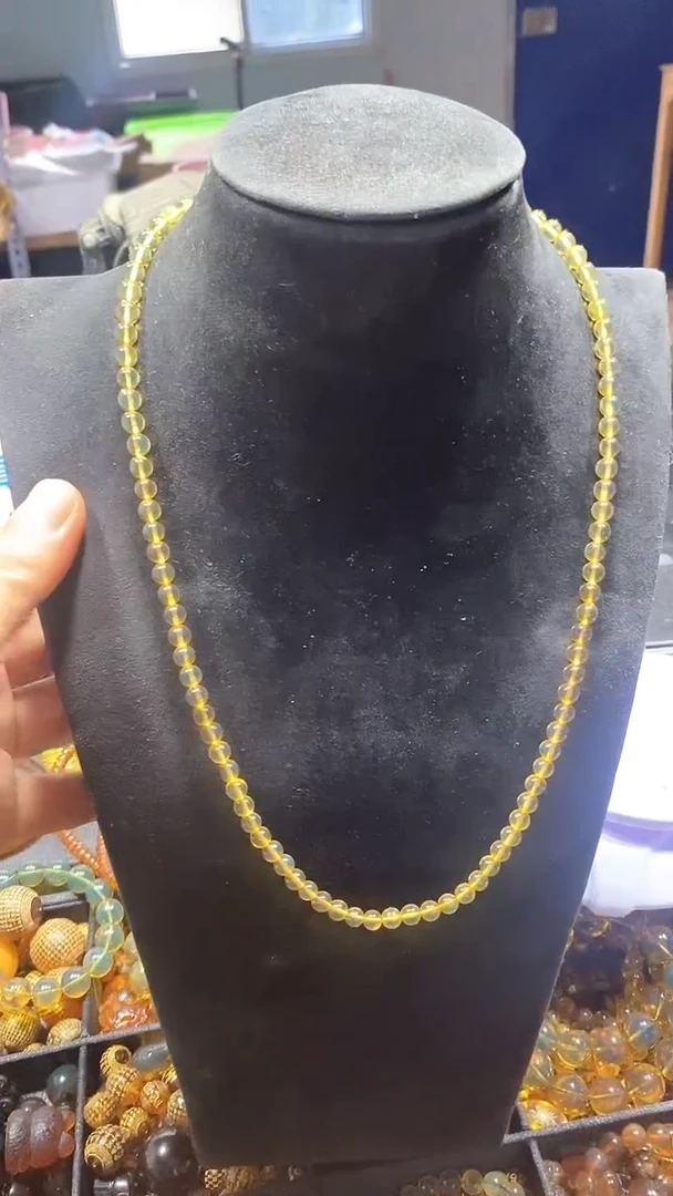 琥珀颈饰未镶嵌天然缅甸琥珀链子