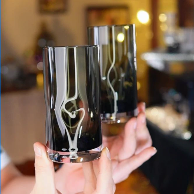 {两只装}创意扎坑玻璃家用啤酒杯高颜值精酿杯果汁杯