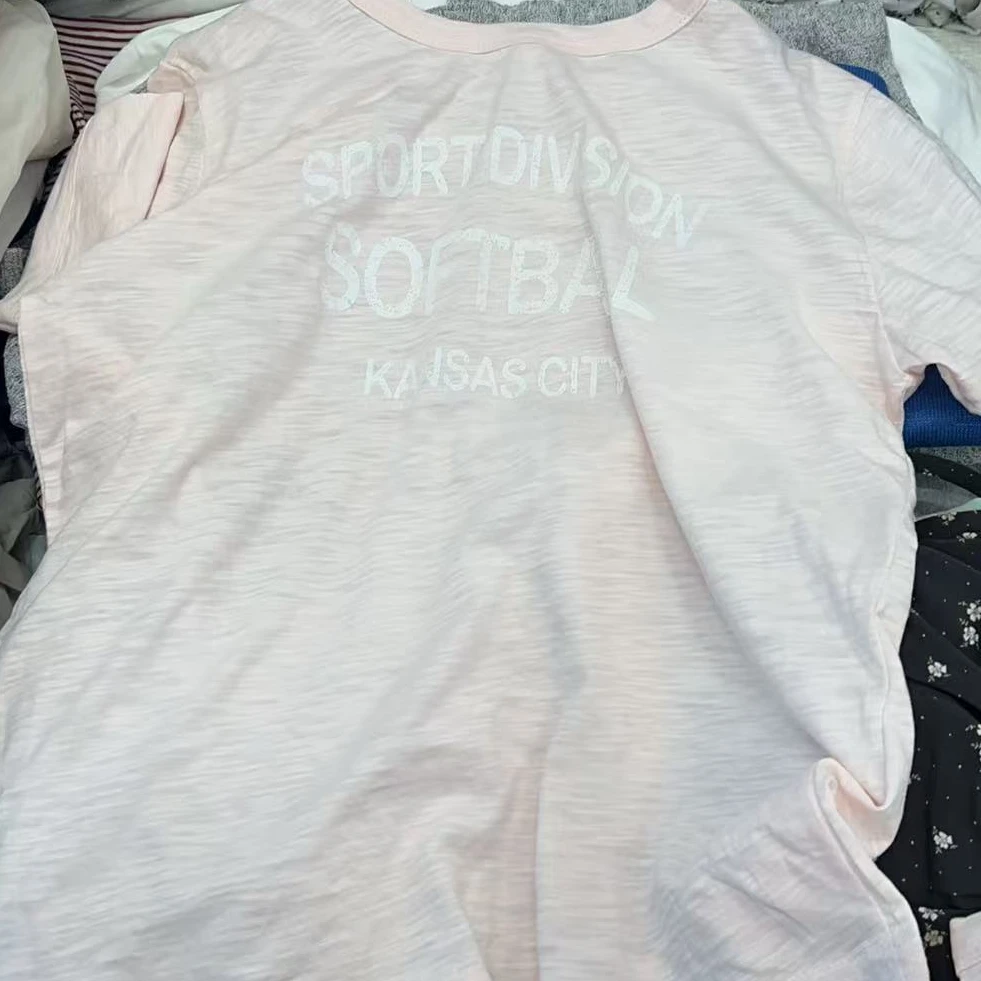 【NO退NO换】韩国东大门2025夏款粉色白字母短袖T