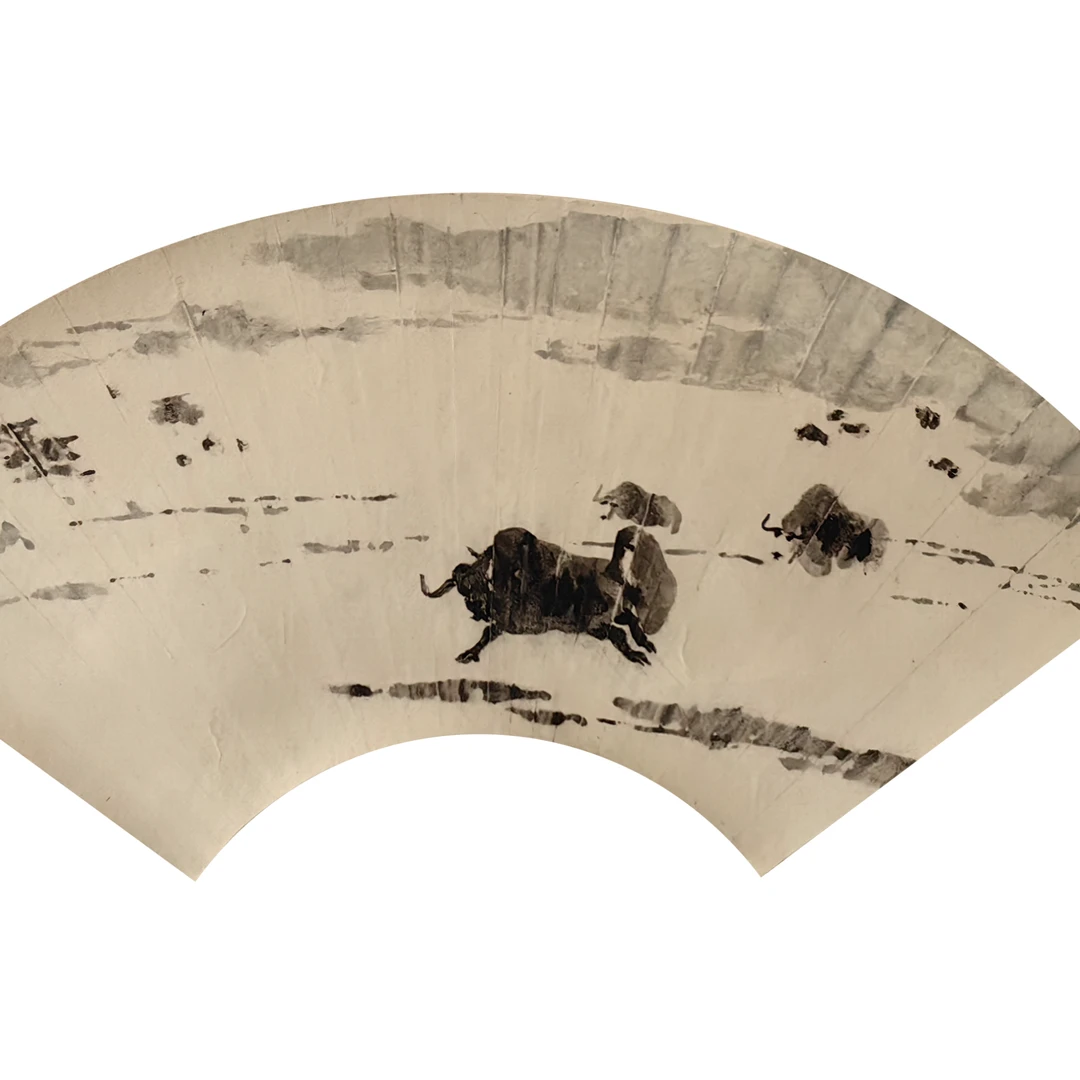 LOT.2689 《牧牛》19*49cm 纸本设色扇面