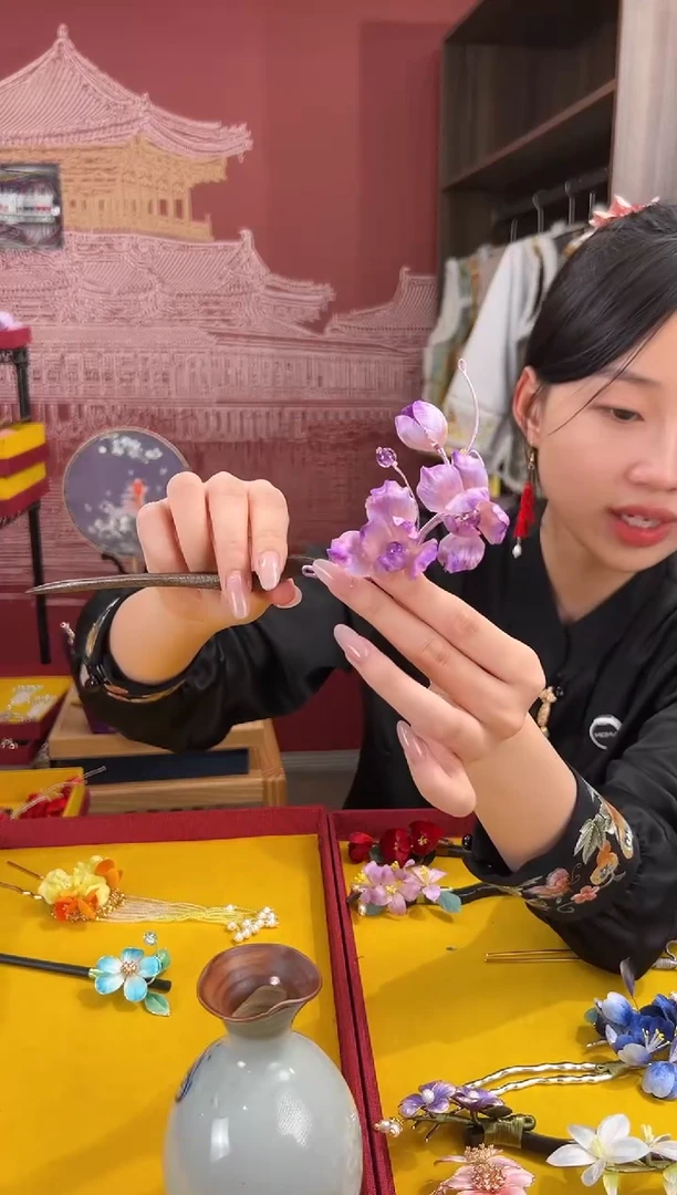 【闪购商品】刺绣非遗绒花（发饰）