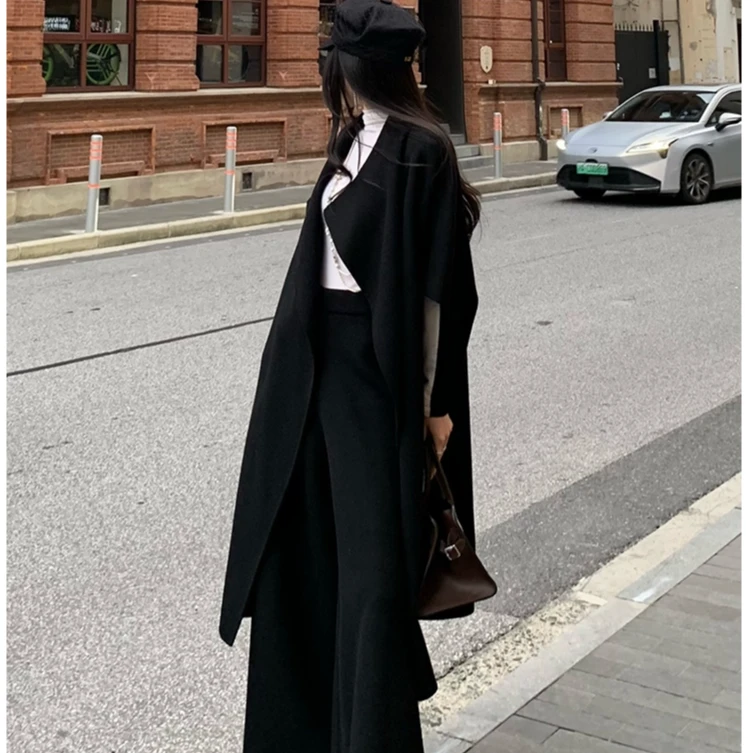 FBB limit冬季新款时尚套装混纺斗篷大衣毛呢裤女D244081Y