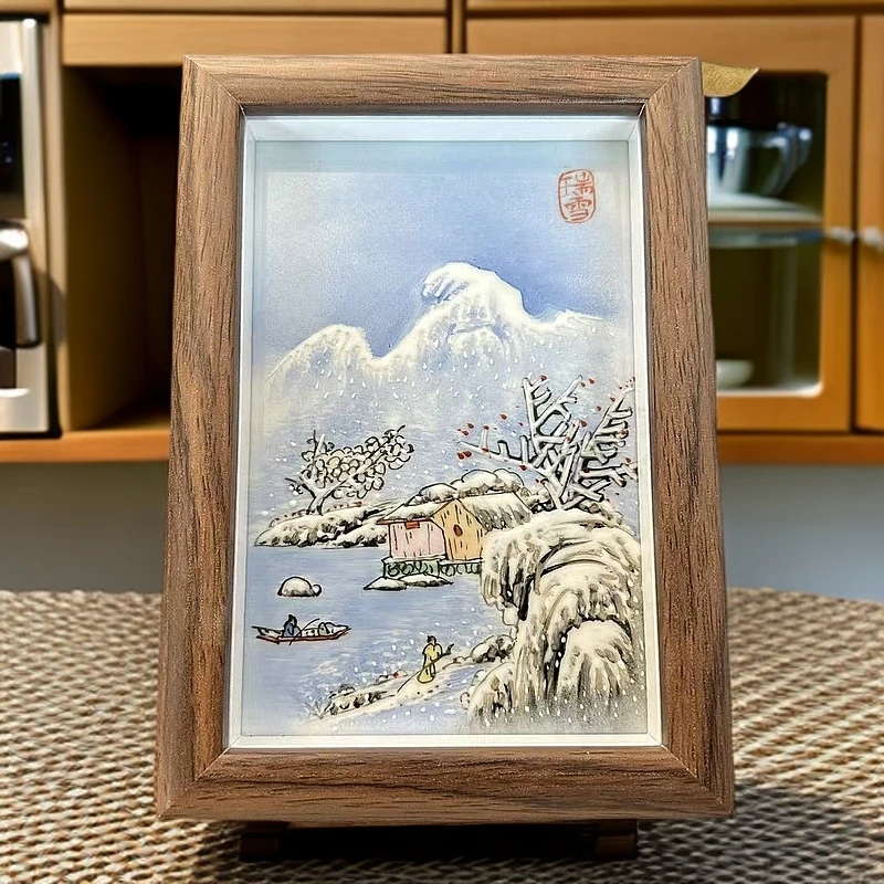 A10【人间瓷画】雪景瓷板画