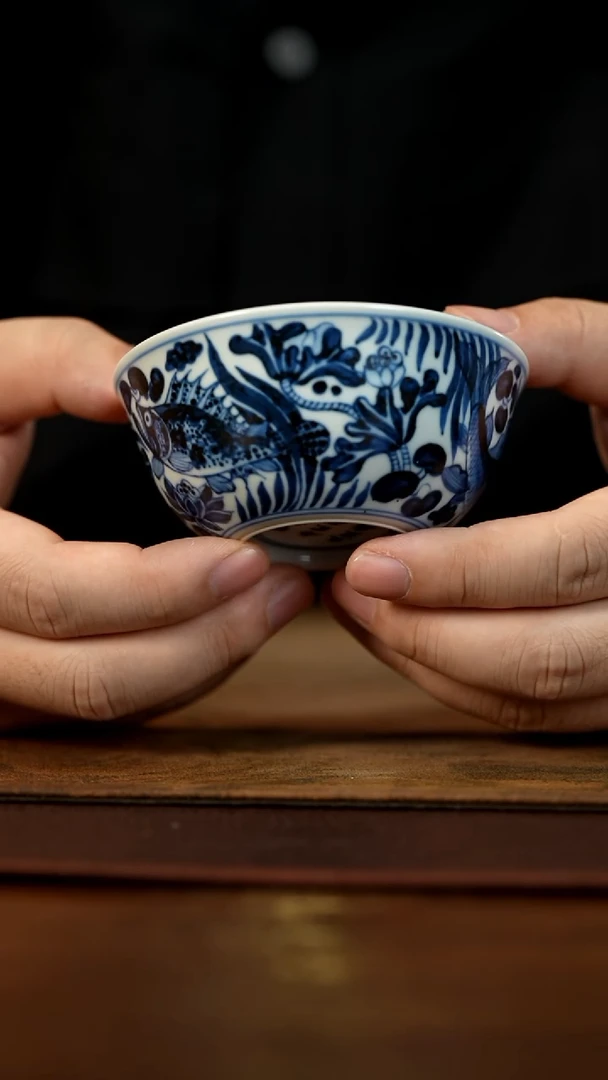 【闪购商品】奢窑鱼藻纹卧足单杯