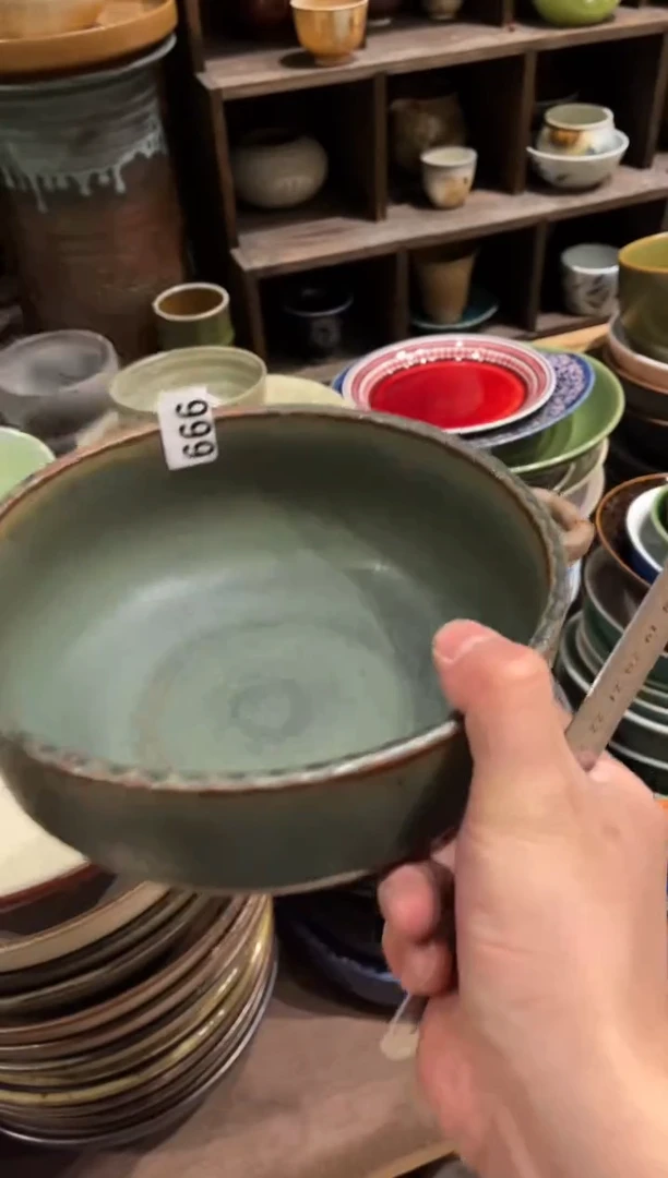 【闪购商品】瓷片666 绿色双耳盘1个