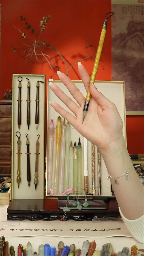 7号闪孤品高货毛笔链接 清水试笔 蘸墨不退