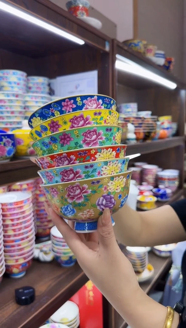 珐琅5英寸饭碗6个景德镇陶瓷