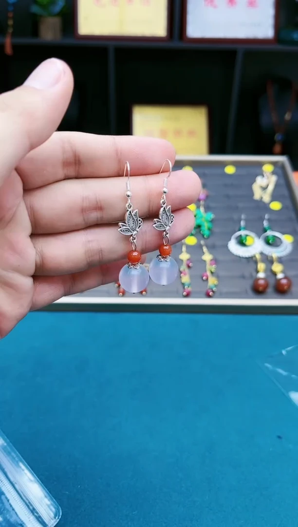 【闪购商品】南红玛瑙耳饰银S925镶嵌729000