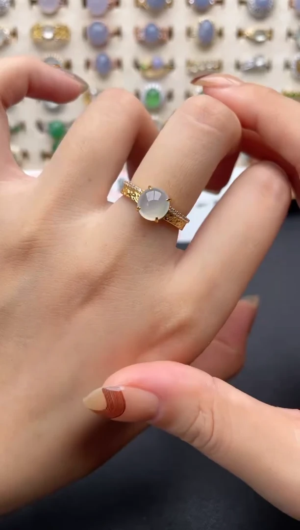 翡翠戒指银S925镶嵌一物一证一礼盒