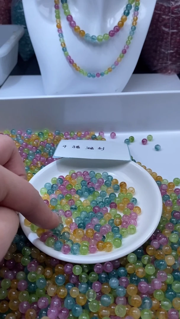 颈饰未镶嵌水晶W2501彩虹碧玺6MM*20颗