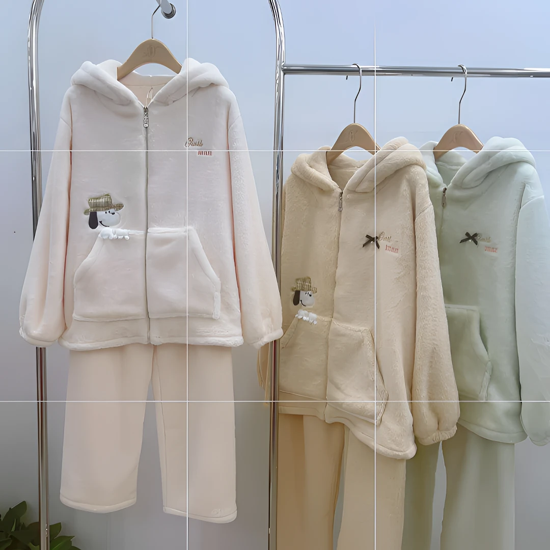 2025冬季新款加厚加绒亲肤绒精品休闲时尚甜美睡衣家居服