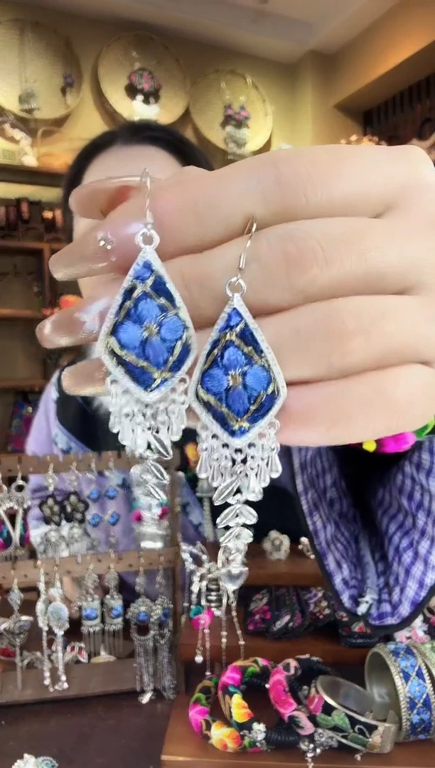 刺绣非遗刺绣民族风耳环