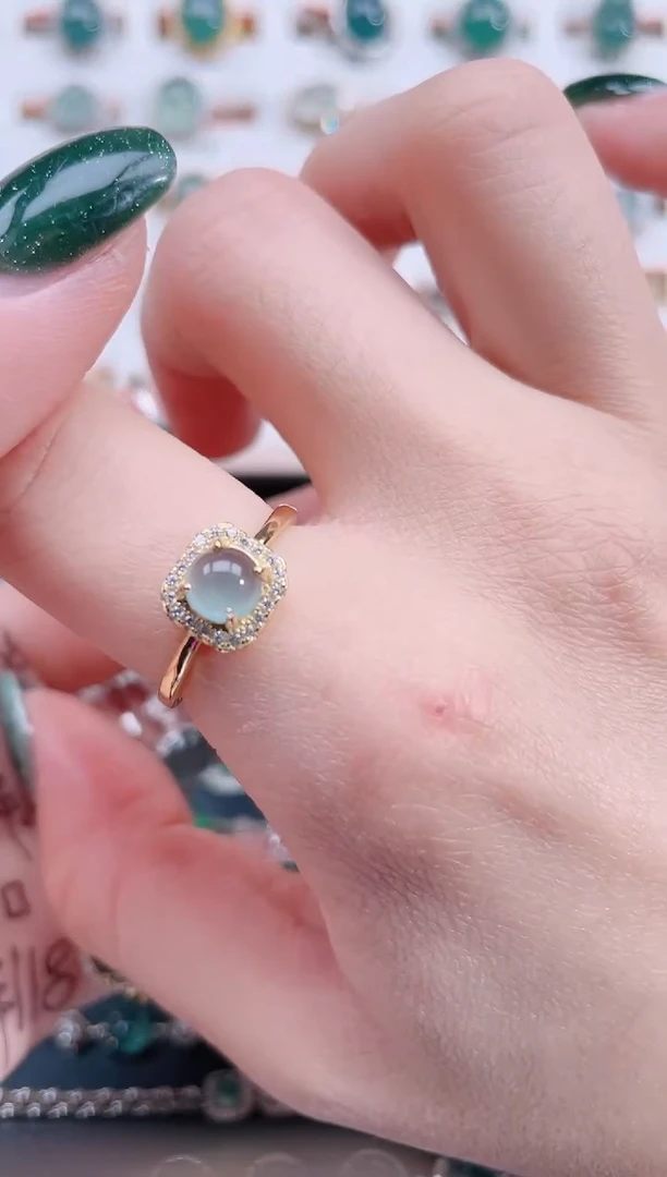 银S925镶嵌戒指翡翠天然翡翠